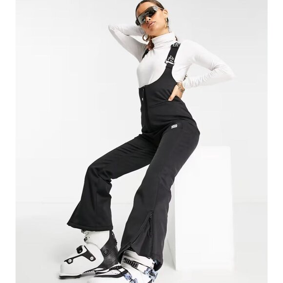 NEW ASOS 4505 Womens 4 Black High Waisted Salopette Flare Jumpsuit Ski Bib - Picture 3 of 13